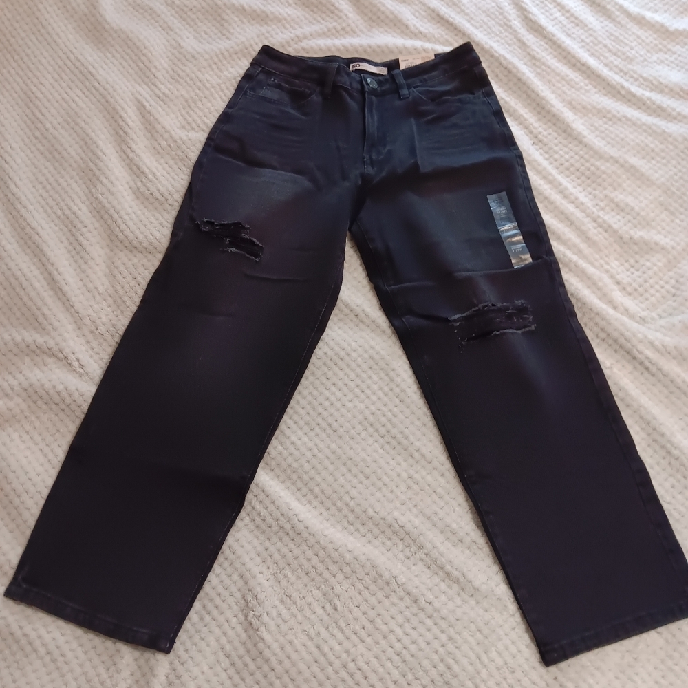 Cropped Distressed High-Rise Black Jeans by‎ SO Size 7/28